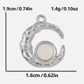 Pendentif lune en acier inoxydable argenté avec nacre blanche, 1,9cm haut, 1,6cm large - Pendentif Coquille Blanche Cadre Argenté (S2001-S-W)