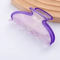 9cm lila Acetat-Haarklammer mit weißer Wellenstruktur und transparentem Design - Roland Violett (A7-4-25)
