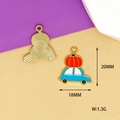 Detail of blue car with red pumpkin charm showing 20mm height and 18mm width dimensions - Pumpkin Car