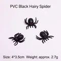 Three-piece set of mini PVC black spiders for Halloween with red eyes and 4x3.5cm size - Black Hairy Spider