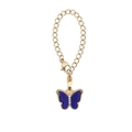 Joli porte-clés pendentif papillon en émail bleu avec chaîne dorée et strass étincelants. - BL004 Bleu roi