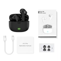 A12 Pro TWS wireless earbuds in black with charging case, USB-C cable and extra eartips - A12 PRO Black