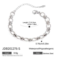 Waterproof silver stainless steel paperclip link bracelet with cubic zirconia inlay - Silver Chunky Chain Bracelet (JDB201276-S)