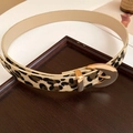Leopard print leopard waist belt with golden metal buckle for casual women's fashion - 40# Waist Chain - Coffee