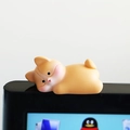 Mini Corgi monitor topper, cute orange resin puppy ornament for car and office screens - Type E Lying Dog