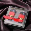 Cartoon Christmas boot earrings in red acrylic on a premium silk background - Red Boot (Silver Hook)