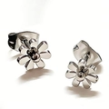 Elegant 3D daisy flower stud earrings in polished silver finish for women - Silver Daisy Pin (Single)