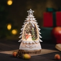 Illuminated white Christmas tree snow globe with snowman and glitter inside for gift - White Snowman