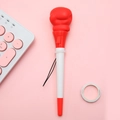 Creative red boxing glove fidget pen with stress relief spring and contrast color body - Boxing Glove Jumping Pen/Red Base