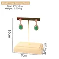 Small gold T-bar jewelry stand with wood base for hanging earrings and rings - T-Shape Earring Stand - Small