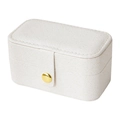 Custodia portagioie portatile in pelle PU crema con chiusura a scatto dorata - Tipo standard / Bianco Perlato Migliorato