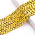 DIY handmade beads 4x6mm in oval yellow glass with gold-trimmed edges for jewelry making - 4x6mm Gold Edged Seed Beads approx. 48pcs/Strand / Porcelain Yellow Gold Edge