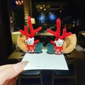 Christmas hair clips featuring red reindeer antlers and cute white bear plush decorations - A13# Bear Style
