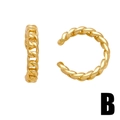 Clip per ossa dell'orecchio dorate minimaliste con trama a catena, design senza buco - Stile B-Trama a Catena