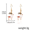 Christmas reindeer earrings with white enamel red dots and black antlers on gold hooks - White Reindeer (D1107)