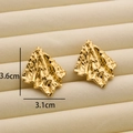 Macro view of 18K gold titanium earrings showing liquid metal folds and 3.6cm dimensions - R181 Wrinkle Style 1 / Gold