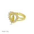 Detail view of heart-shaped ring with 15mm height and 2.8g weight specifications - Adjustable Open / Heart Border Virgin Mary Style (DR250711-D)