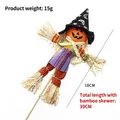 Halloween pumpkin scarecrow pick with purple checkered clothes and black wizard hat - Pumpkin Insert No. 6