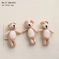 Three-piece set of handmade khaki wool felt bear pendants for Christmas DIY decorations - No.21 Pack of 3-Khaki Felt Bear