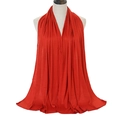Red mercerized cotton scarf for women with soft drape texture on a mannequin - Rust Red