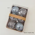 6-pack 8cm Christmas baubles set featuring gray star sequins and geometric transparent designs - 6 Pcs Set / Blue