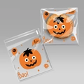 Halloween self-adhesive cookie bags with orange pumpkin face and skeleton patterns - Pumpkin Design Approx 100pcs