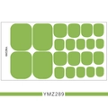 Detail of 22-piece grass green 3D solid color toe nail stickers in various sizes - YMZ289-Emerald Green