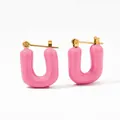 Schicke rosa Emaille-Ohrringe in U-Form mit Gold-Finish im süßen Candy-Jelly-Schmuckstil - Rosa (KDE1797)