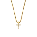 Gold plated twist chain necklace with letter T pearl pendant on a white background - Letter T