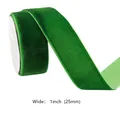 Deep green velvet ribbon 1 inch wide for DIY gift wrapping and hair accessories - 25mm / Size 10 / Christmas Green