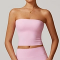 Ensemble de sport rose sans couture avec haut bandeau et legging pour yoga et fitness - Rose Sakura