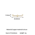 Letter J pendant in copper with zircon inlays, sized 5.5x26.83mm for jewelry making - 14K Gold J