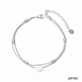Double-layer silver stainless steel heart anklet with beads and lobster clasp - Heart Double Layer Style (JAP382) / Silver