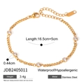 18k gold plated stainless steel bracelet with diamond charm on white background - Gold Rhinestone Bracelet Style (JDB2405011)