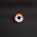 Cute rainbow and red star pattern donut shaped brooch for summer clothing and bags - Rainbow White Base Style (A575)