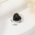 Detailed view of 11mm black heart charm with gold trim and size dimensions for DIY jewelry - Black Heart