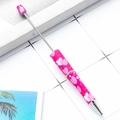 Pink DIY beadable ballpoint pen with Love You heart prints and silver metal hardware - Valentine's Day Model D-Rose Red