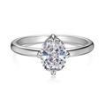 S925 sterling silver ring with large oval ice-cut zirconia in a classic four-prong setting - Silver/White Zirconia (Classic Oval)