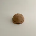 Brown vintage canvas miki hat for toddlers with deep green Unice 3D embroidery detail - Smiley Face Letter Style / One Size / Khaki