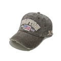 Detailed close-up of vintage washed cotton texture and Boston 32 embroidery on baseball cap - M (56-58cm) / Coffee