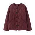 Veste matelassée bordeaux légère à col rond avec coutures ondulées élégantes - XS / Hauts / Bordeaux