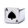 Anello sigillo da uomo in acciaio inossidabile con motivo Asso di Picche stile biker - US 7 / Color Acciaio