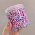 Elastici per capelli spessi nei colori rosa, viola e blu in un barattolo trasparente - Barattolo / 3# Gelatina Piccoli Anelli (Circa 2000 Pezzi)