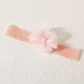 Sweet pink lace baby headband with large mesh flower for infant birthday celebration - Burned Edge Bow Pink