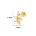 Gold leaf shaped F136 titanium stud earring with zircon inlay and flat back screw - 8# Style (Leaf) / Gold