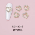 Detail of 10mm heart-shaped nail charm with gold butterfly and sparkling rhinestones - Gold Hollow Heart with Inlaid Butterfly (A086)