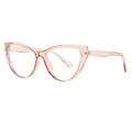 Elegant cat-eye blue light blocking glasses in translucent pink frame for women - Transparent Tea