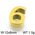Minimalist golden number 6 stainless steel pendant, 12x8mm charm for jewelry making - Number 6 (KLJ4362-Z)