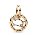 18K gold-plated zodiac charm with circular hollow design and sparkling zircon stones - Gemini
