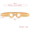 Elegante cintura elastica in metallo dorato con doppi anelli intrecciati su sfondo bianco - Stile Fibbia a Doppio Cerchio (HYY19473) / Oro